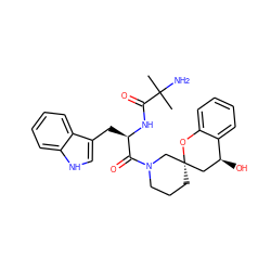 CC(C)(N)C(=O)N[C@H](Cc1c[nH]c2ccccc12)C(=O)N1CCC[C@]2(C[C@H](O)c3ccccc3O2)C1 ZINC000038157274