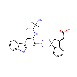 CC(C)(N)C(=O)N[C@H](Cc1c[nH]c2ccccc12)C(=O)N1CCC2(CC1)C[C@@H](CC(=O)O)c1ccccc12 ZINC000026398967