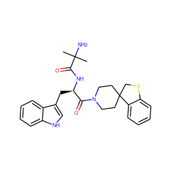 CC(C)(N)C(=O)N[C@H](Cc1c[nH]c2ccccc12)C(=O)N1CCC2(CC1)CSc1ccccc12 ZINC000013687577