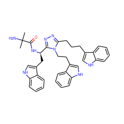 CC(C)(N)C(=O)N[C@H](Cc1c[nH]c2ccccc12)c1nnc(CCCc2c[nH]c3ccccc23)n1CCc1c[nH]c2ccccc12 ZINC000028636654