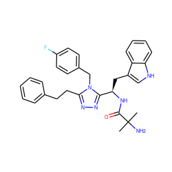 CC(C)(N)C(=O)N[C@H](Cc1c[nH]c2ccccc12)c1nnc(CCc2ccccc2)n1Cc1ccc(F)cc1 ZINC000028635674