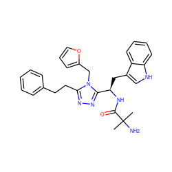 CC(C)(N)C(=O)N[C@H](Cc1c[nH]c2ccccc12)c1nnc(CCc2ccccc2)n1Cc1ccco1 ZINC000028635989