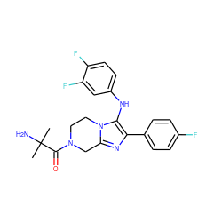 CC(C)(N)C(=O)N1CCn2c(nc(-c3ccc(F)cc3)c2Nc2ccc(F)c(F)c2)C1 ZINC000072109325