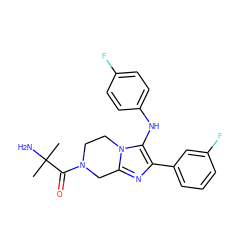 CC(C)(N)C(=O)N1CCn2c(nc(-c3cccc(F)c3)c2Nc2ccc(F)cc2)C1 ZINC000072108911