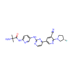 CC(C)(N)C(=O)Nc1ccc(Nc2nccc(-c3cnc(N4CC[C@H](F)C4)c(C#N)c3)n2)cn1 ZINC000220978415