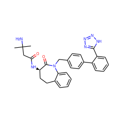 CC(C)(N)CC(=O)N[C@@H]1CCc2ccccc2N(Cc2ccc(-c3ccccc3-c3nnn[nH]3)cc2)C1=O ZINC000003783527