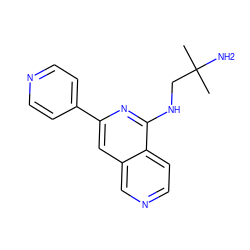 CC(C)(N)CNc1nc(-c2ccncc2)cc2cnccc12 ZINC000043200690