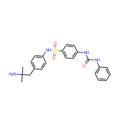 CC(C)(N)Cc1ccc(NS(=O)(=O)c2ccc(NC(=O)Nc3ccccc3)cc2)cc1 ZINC000049089710