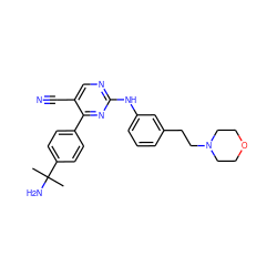 CC(C)(N)c1ccc(-c2nc(Nc3cccc(CCN4CCOCC4)c3)ncc2C#N)cc1 ZINC000028819680