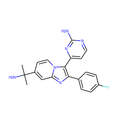 CC(C)(N)c1ccn2c(-c3ccnc(N)n3)c(-c3ccc(F)cc3)nc2c1 ZINC000040428683