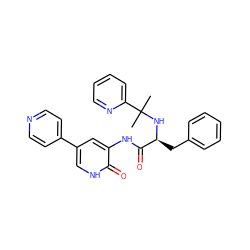 CC(C)(N[C@@H](Cc1ccccc1)C(=O)Nc1cc(-c2ccncc2)c[nH]c1=O)c1ccccn1 ZINC000095557139