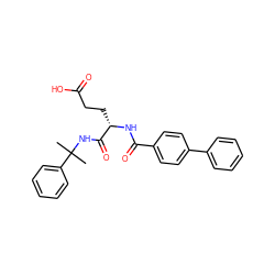 CC(C)(NC(=O)[C@H](CCC(=O)O)NC(=O)c1ccc(-c2ccccc2)cc1)c1ccccc1 ZINC000019640710