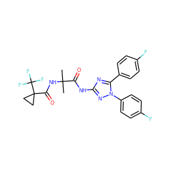 CC(C)(NC(=O)C1(C(F)(F)F)CC1)C(=O)Nc1nc(-c2ccc(F)cc2)n(-c2ccc(F)cc2)n1 ZINC000653712769