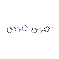 CC(C)(NC(=O)C1CCN(Cc2cccc(NC(=O)c3ccc(Cl)cc3)c2)CC1)c1ccccc1 ZINC001772623234