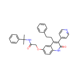 CC(C)(NC(=O)COc1ccc2[nH]c(=O)c(-c3ccncc3)c(CCc3ccccc3)c2c1)c1ccccc1 ZINC000064540222