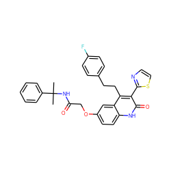 CC(C)(NC(=O)COc1ccc2[nH]c(=O)c(-c3nccs3)c(CCc3ccc(F)cc3)c2c1)c1ccccc1 ZINC000064539842