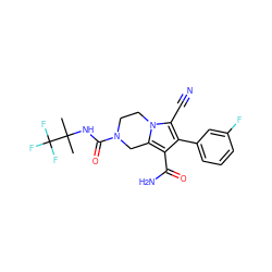 CC(C)(NC(=O)N1CCn2c(C#N)c(-c3cccc(F)c3)c(C(N)=O)c2C1)C(F)(F)F ZINC000223369635