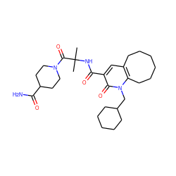 CC(C)(NC(=O)c1cc2c(n(CC3CCCCC3)c1=O)CCCCCC2)C(=O)N1CCC(C(N)=O)CC1 ZINC000084634573