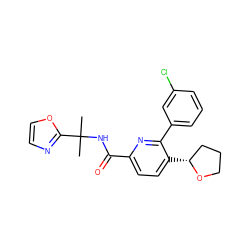 CC(C)(NC(=O)c1ccc([C@@H]2CCCO2)c(-c2cccc(Cl)c2)n1)c1ncco1 ZINC000206697149