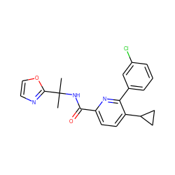 CC(C)(NC(=O)c1ccc(C2CC2)c(-c2cccc(Cl)c2)n1)c1ncco1 ZINC000206686056