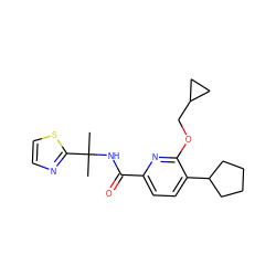 CC(C)(NC(=O)c1ccc(C2CCCC2)c(OCC2CC2)n1)c1nccs1 ZINC000206694165