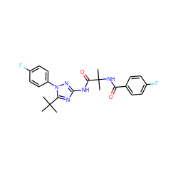 CC(C)(NC(=O)c1ccc(F)cc1)C(=O)Nc1nc(C(C)(C)C)n(-c2ccc(F)cc2)n1 ZINC000653712810