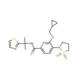 CC(C)(NC(=O)c1ccc(N2CCCS2(=O)=O)c(OCC2CC2)n1)c1nccs1 ZINC000150237690