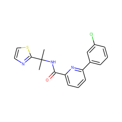 CC(C)(NC(=O)c1cccc(-c2cccc(Cl)c2)n1)c1nccs1 ZINC000207726774