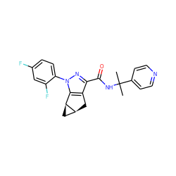 CC(C)(NC(=O)c1nn(-c2ccc(F)cc2F)c2c1C[C@H]1C[C@@H]21)c1ccncc1 ZINC000299823332