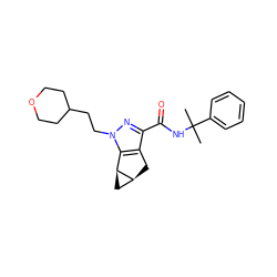 CC(C)(NC(=O)c1nn(CCC2CCOCC2)c2c1C[C@H]1C[C@@H]21)c1ccccc1 ZINC000299835626