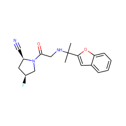 CC(C)(NCC(=O)N1C[C@@H](F)C[C@H]1C#N)c1cc2ccccc2o1 ZINC000040401531