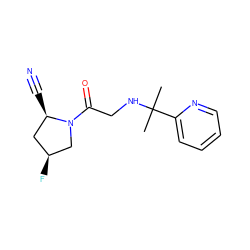 CC(C)(NCC(=O)N1C[C@@H](F)C[C@H]1C#N)c1ccccn1 ZINC000040896389