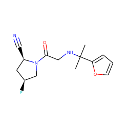 CC(C)(NCC(=O)N1C[C@@H](F)C[C@H]1C#N)c1ccco1 ZINC000040401672