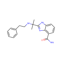 CC(C)(NCCc1ccccc1)c1nc2c(C(N)=O)cccc2[nH]1 ZINC000040919134