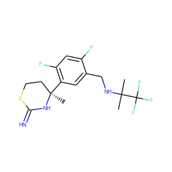 CC(C)(NCc1cc([C@]2(C)CCSC(=N)N2)c(F)cc1F)C(F)(F)F ZINC001772602514