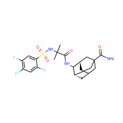 CC(C)(NS(=O)(=O)c1cc(F)c(F)cc1F)C(=O)NC1[C@H]2CC3C[C@H]1CC(C(N)=O)(C3)C2 ZINC000473128512