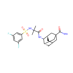 CC(C)(NS(=O)(=O)c1cc(F)cc(F)c1)C(=O)NC1[C@H]2CC3C[C@H]1CC(C(N)=O)(C3)C2 ZINC000205104973