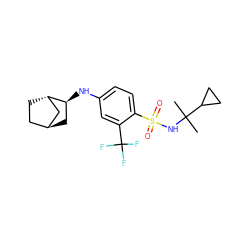 CC(C)(NS(=O)(=O)c1ccc(N[C@H]2C[C@H]3CC[C@H]2C3)cc1C(F)(F)F)C1CC1 ZINC001772593966