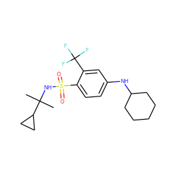 CC(C)(NS(=O)(=O)c1ccc(NC2CCCCC2)cc1C(F)(F)F)C1CC1 ZINC000144634022