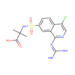 CC(C)(NS(=O)(=O)c1ccc2c(Cl)cnc(N=C(N)N)c2c1)C(=O)O ZINC000014960788