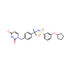 CC(C)(NS(=O)(=O)c1cccc(OC2CCCC2)c1)c1ccc(Cn2ccc(=O)[nH]c2=O)cc1 ZINC000095563927