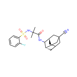 CC(C)(NS(=O)(=O)c1ccccc1F)C(=O)NC1[C@H]2CC3C[C@H]1CC(C#N)(C3)C2 ZINC000473131937