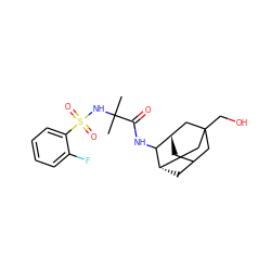 CC(C)(NS(=O)(=O)c1ccccc1F)C(=O)NC1[C@H]2CC3C[C@H]1CC(CO)(C3)C2 ZINC000473130373