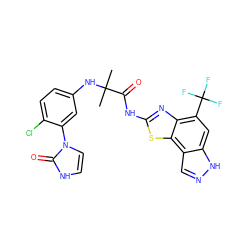 CC(C)(Nc1ccc(Cl)c(-n2cc[nH]c2=O)c1)C(=O)Nc1nc2c(C(F)(F)F)cc3[nH]ncc3c2s1 ZINC000115722752