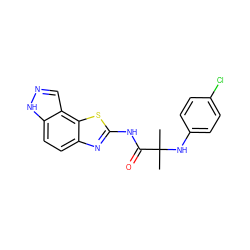 CC(C)(Nc1ccc(Cl)cc1)C(=O)Nc1nc2ccc3[nH]ncc3c2s1 ZINC000043178512