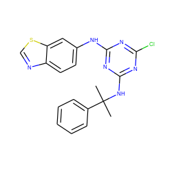 CC(C)(Nc1nc(Cl)nc(Nc2ccc3ncsc3c2)n1)c1ccccc1 ZINC000013611473