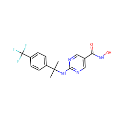 CC(C)(Nc1ncc(C(=O)NO)cn1)c1ccc(C(F)(F)F)cc1 ZINC000146060282