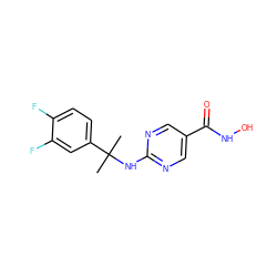 CC(C)(Nc1ncc(C(=O)NO)cn1)c1ccc(F)c(F)c1 ZINC000166663353