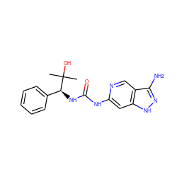 CC(C)(O)[C@@H](NC(=O)Nc1cc2[nH]nc(N)c2cn1)c1ccccc1 ZINC000210765915