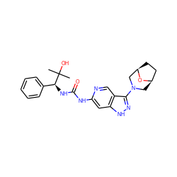 CC(C)(O)[C@@H](NC(=O)Nc1cc2[nH]nc(N3C[C@@H]4CC[C@H](C3)O4)c2cn1)c1ccccc1 ZINC001772585817